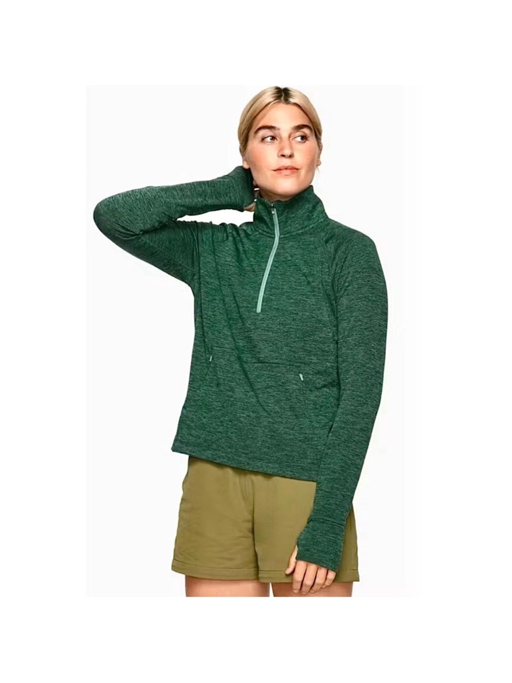 Outdoor Voices OV Fleece Half Zip in Hunter Green SIZE M Quarter Zip Pullover